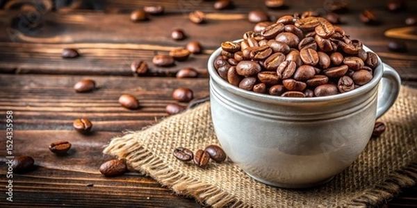 Fototapeta Espresso Beans in a Ceramic Container , gourmet coffee, coffee beans