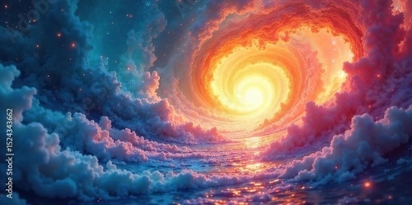 Obraz Serene abstract image depicting swirling energy fields, representing the calming and transformative power of mediation and inner peace , vibrant hues, aura