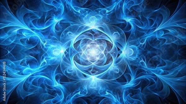 Fototapeta Ethereal blue smoke swirling in a mesmerizing fractal pattern