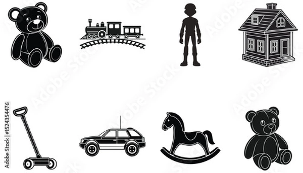 Obraz Flat Silhouette Set of Classic Children’s Playthings