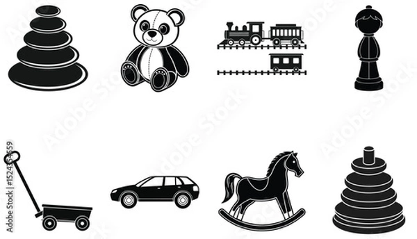 Obraz Clean Black Toy Illustrations for Children’s Themes