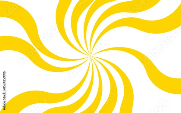Fototapeta Abstract high-energy radial burst design with bright yellow and white wavy stripes. Symmetrical curved segments, a hypnotic, sunburst optical illusion. Swirling motion dynamic vintage pop-art.