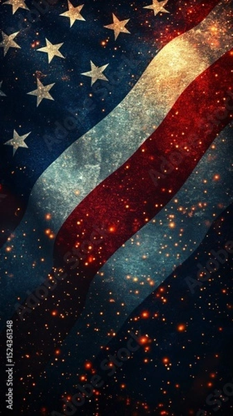 Obraz Waving American flag with sparkles