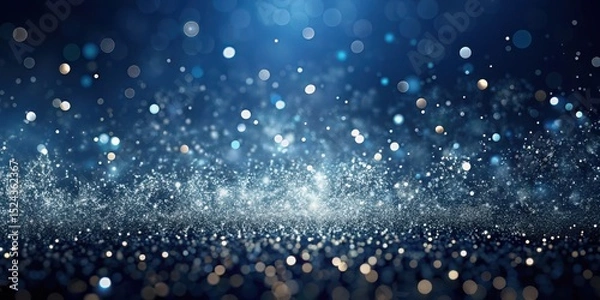 Fototapeta Dark navy blue background with scattered silver speckles throughout creates a mesmerizing and futuristic ambiance, evoking feelings of mystery and technology, abstract, futuristic