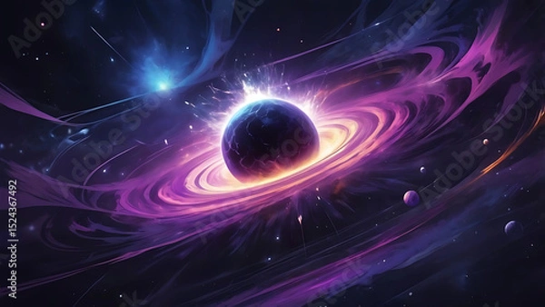 Fototapeta Cosmic Explosion Stunning Nebula Planet Wallpaper, High-Resolution Space Art for Desktop and Mobile Backgrounds