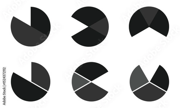 Fototapeta Pie chart icon. Set of pie chart graph design