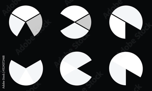 Fototapeta Pie charts diagrams. Different color circles isolated. Infographic element round shape.
