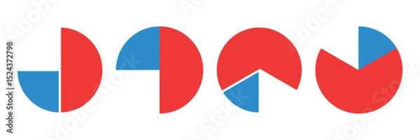 Obraz Pie chart infographic set. Circle diagram collection with sections or parts. Segmented circle icons for infographic, data analysis, web design, ui or presentation. pie chart icon.
