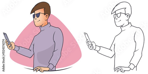 Fototapeta Man with smartphone in hand.