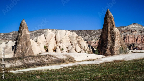 Fototapeta Unique rock formations in the Cappadocia region in Turkey