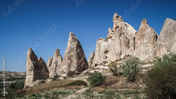 Fototapeta Unique rock formations in the Cappadocia region in Turkey