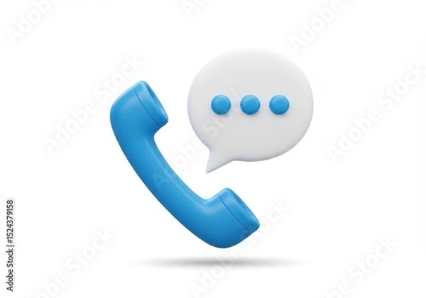 Obraz A vibrant blue telephone handset awaits a message, isolated on white background