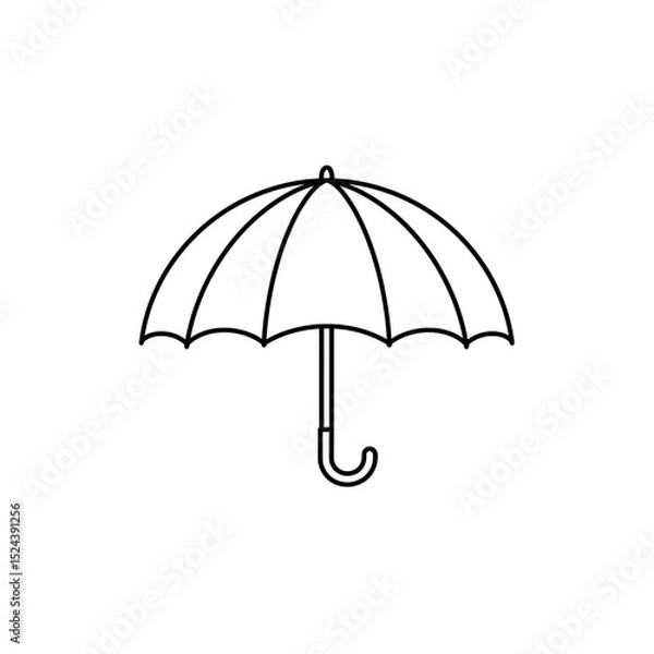 Fototapeta Umbrella Icon Black Line Art Open Canopy Outline Showcasing Simple Shape For Protection Or Insurance Symbol