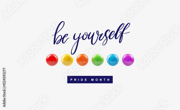 Fototapeta Lgbt Pride and slogans social media post. Vector design element for lgbt pride social post, banner, logo Pride. Template love is love, be proud, be yourself. Liquid forms in lgbt flag colours.