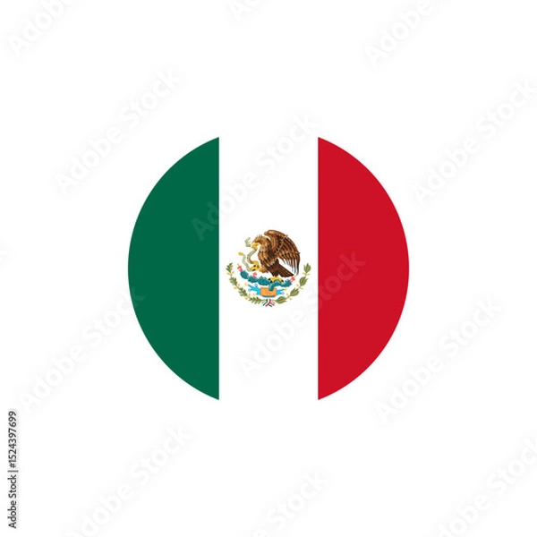 Obraz Round Mexico flag icon, Mexico Flat Rounded Flag with Transparent Background
