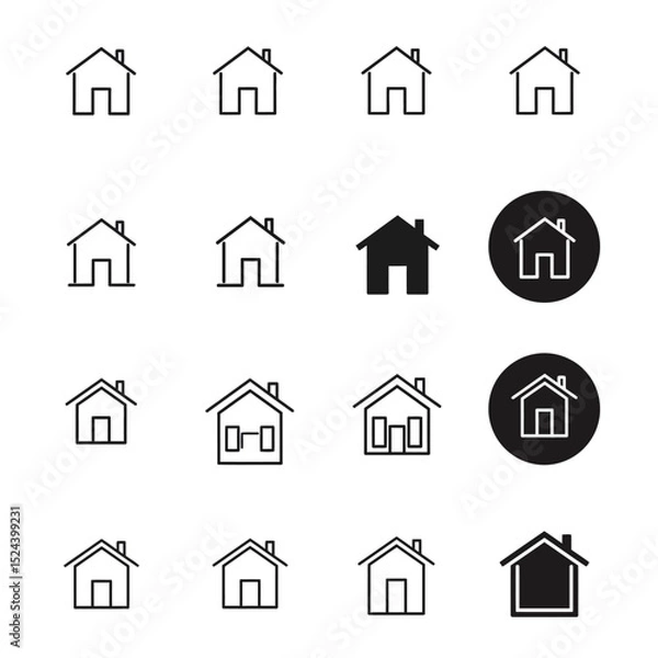 Fototapeta Web home icon for apps and websites. Collection home icons. House symbol