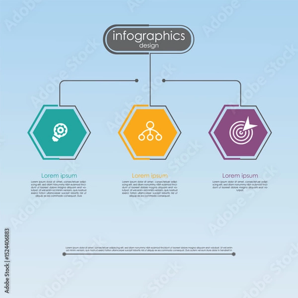 Fototapeta Infographic hand drawn professional steps With fullcolor. Vector Illustrations, eps 10