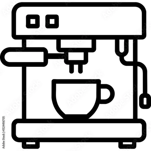 Fototapeta Minimalist espresso machine outline icon