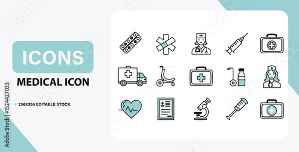 Fototapeta Medical Icons A Comprehensive Set of Healthcare Symbols for Design Projects