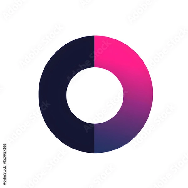 Fototapeta A colorful circle with a black and pink center. The circle is divided into two sections, one of which is black and the other is pink