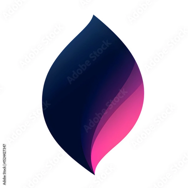 Obraz A leaf with a purple stem. The leaf is blue and pink. The leaf is a symbol of growth and life