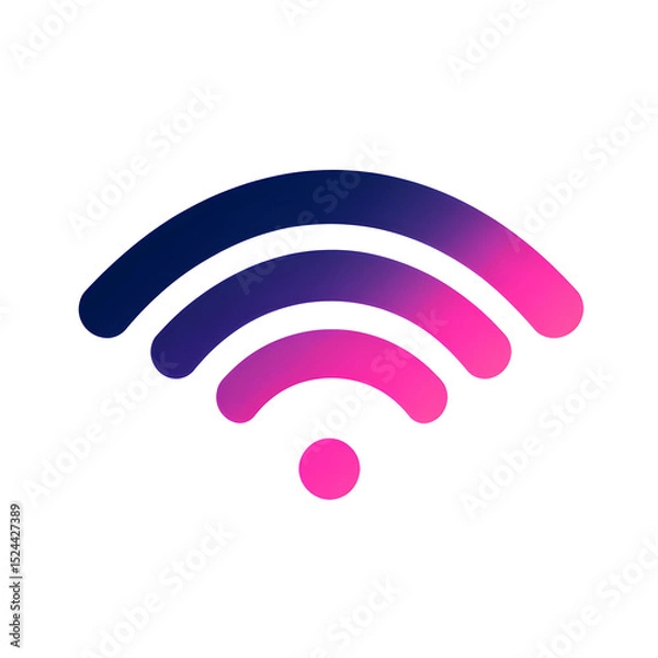Fototapeta A colorful image of a Wi-Fi signal. The image is bright and colorful, with a pink and blue hue. The Wi-Fi signal is depicted as a wave, with a pink dot in the middle