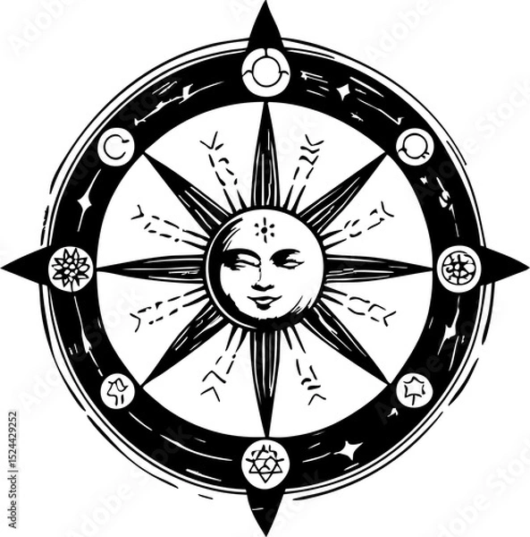 Fototapeta Cosmic navigation astrological symbols celestial theme graphic design mystical environment artistic perspective astrology