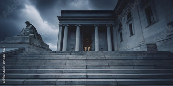 Obraz A large building with a statue of a woman sitting on the steps