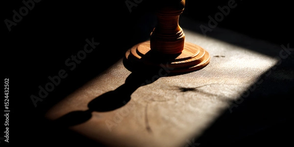 Obraz A wooden chess piece is sitting on a table in the sunlight