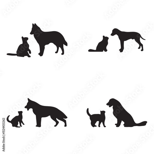 Obraz Flat design dog and cat vector silhouette