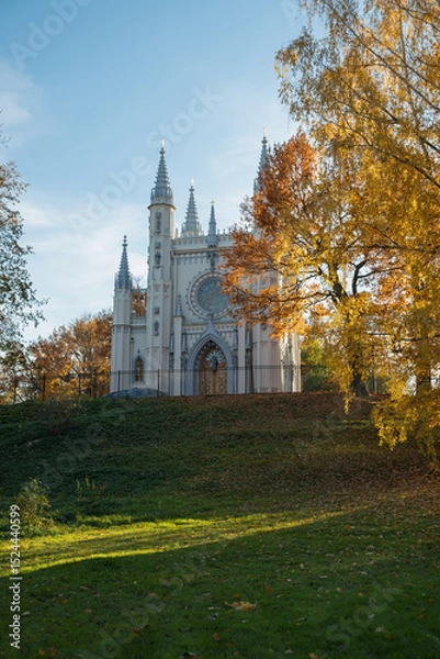 Fototapeta Gothic Chapel - a functioning Orthodox church in Alexandria Park in, St. Petersburg
