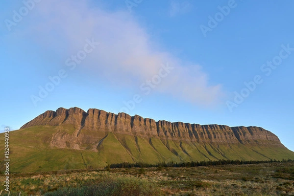 Fototapeta Deep depth of field landscape shot of irish rural scene in County Sligo, Ireland, incorporating Benbulben mountain