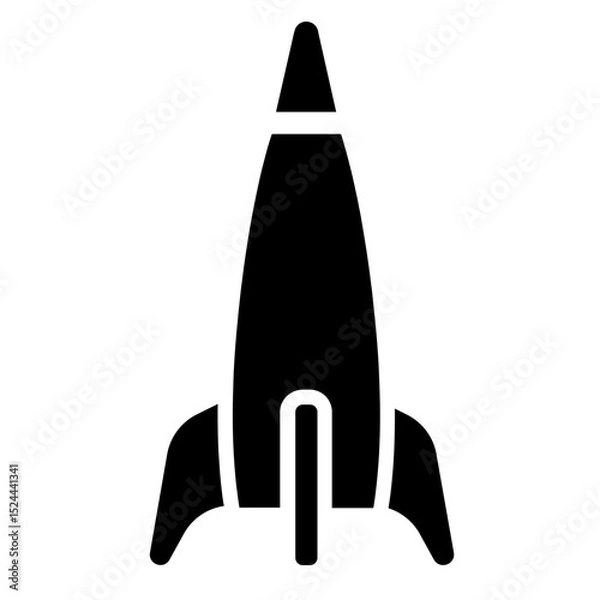 Fototapeta Rocket Icon – Solid Style - Symbol of Innovation, Power, and Upward Momentum