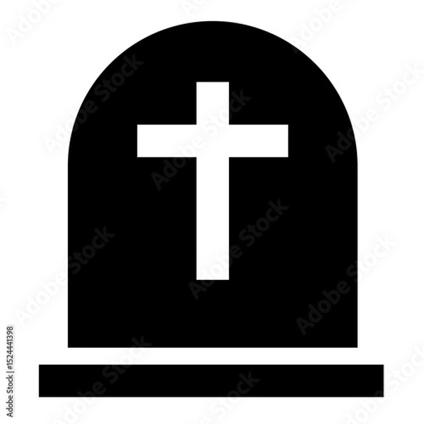 Fototapeta Tomb Icon with Crucifix – Solid Style - A Symbol of Death, Memory, and Christian Faith