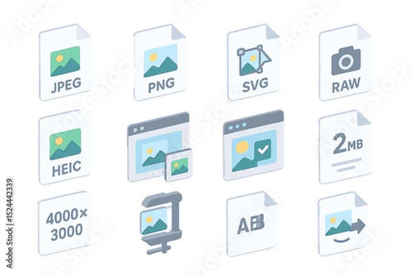 Obraz Image file formats and settings icons
