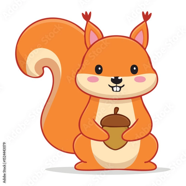 Fototapeta A cute Squirrel Holding an Acorn