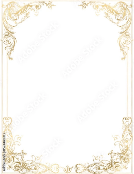 Obraz Ornamental golden frame png, royal luxury border, elegant baroque