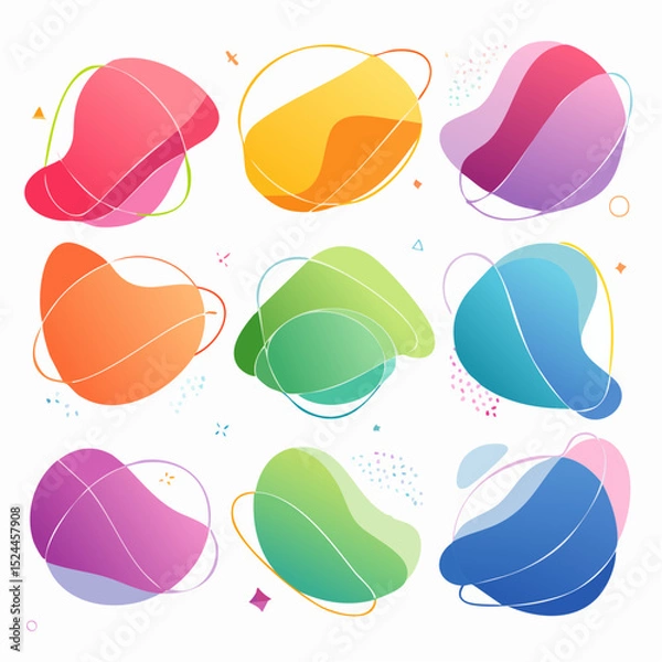 Obraz Colorful Abstract Flowing Shapes Background Set