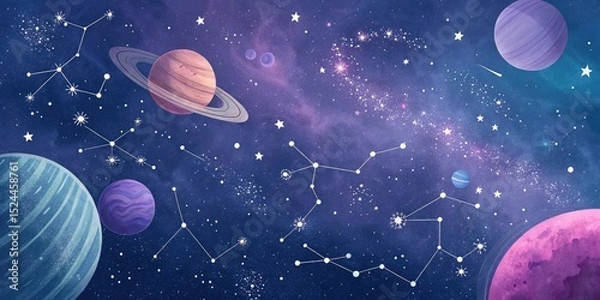 Obraz Galaxy background with planets and constellations cosmic space wallpaper for astronomy lovers design art
