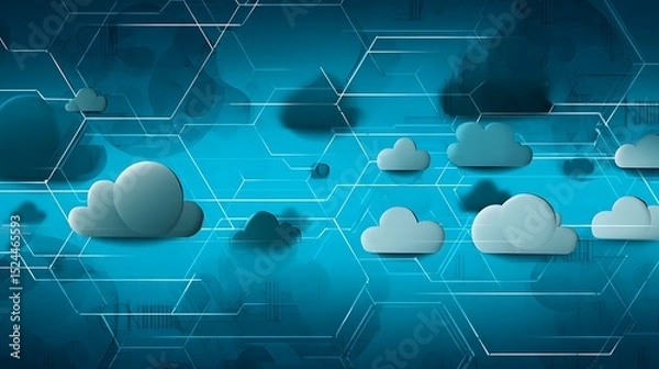 Fototapeta Cloud computing network design illustration modern