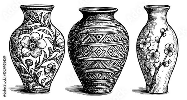 Fototapeta Elegant Empty White Ceramic Vase Simple Still Life for Home Decoration and Flower Display