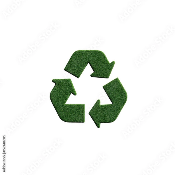 Fototapeta Image features green grass textured recycling symbol on transparency background, representing sustainability and environmental conservation