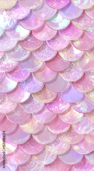 Fototapeta Pastel Pink Iridescent Mermaid Scale Pattern with Shiny Glitter Texture – Fantasy Decorative Background