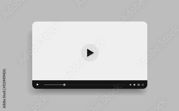 Fototapeta Social media video player screen template, mobile video player. Video player mockup, app, ui ux. Channel interface. Social media concept. Play button icon