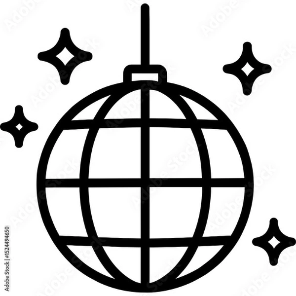 Fototapeta Modern vector outline of a disco ball icon