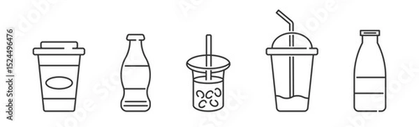Obraz Bottle and Drinks icon set. Vector illustration