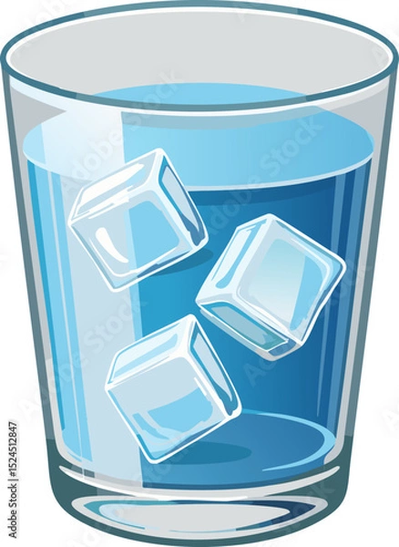 Obraz A refreshing drink of water with ice in a glass