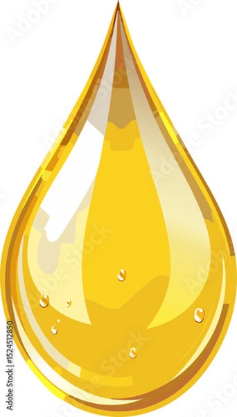 Obraz A close-up view of a golden drop with a gleaming texture and droplets inside 