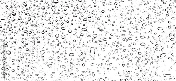 Obraz Small water drops texture vector. Rainy window overlay texture. Rain on glass background. Abstract halftone textured effect. Vector Illustration. EPS10.