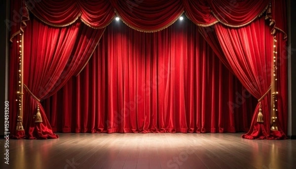 Fototapeta 赤いカーテンのステージ